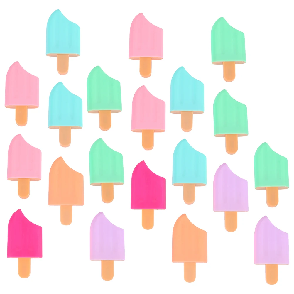 

20 pcs Colorful Highlighters Mini Novelty Pens Plastic Student Office Supplies Popsicle Shaped Marker Gifts For Teacher