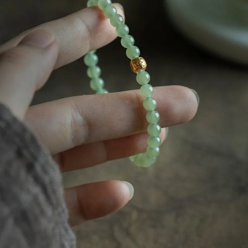 Natural Hetian Jade Qingshui 5mm Small Beads Qinghai Material Bracelet for Zodiac Year Lucky Blessing Gifts