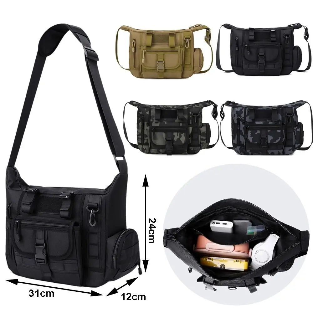 Oxford Cloth Messenger Bag Multi Pocket Zipper Closure Laptop Satchel Buckle Closure Adjustable Strap Multi Pocket Bag Daily Use