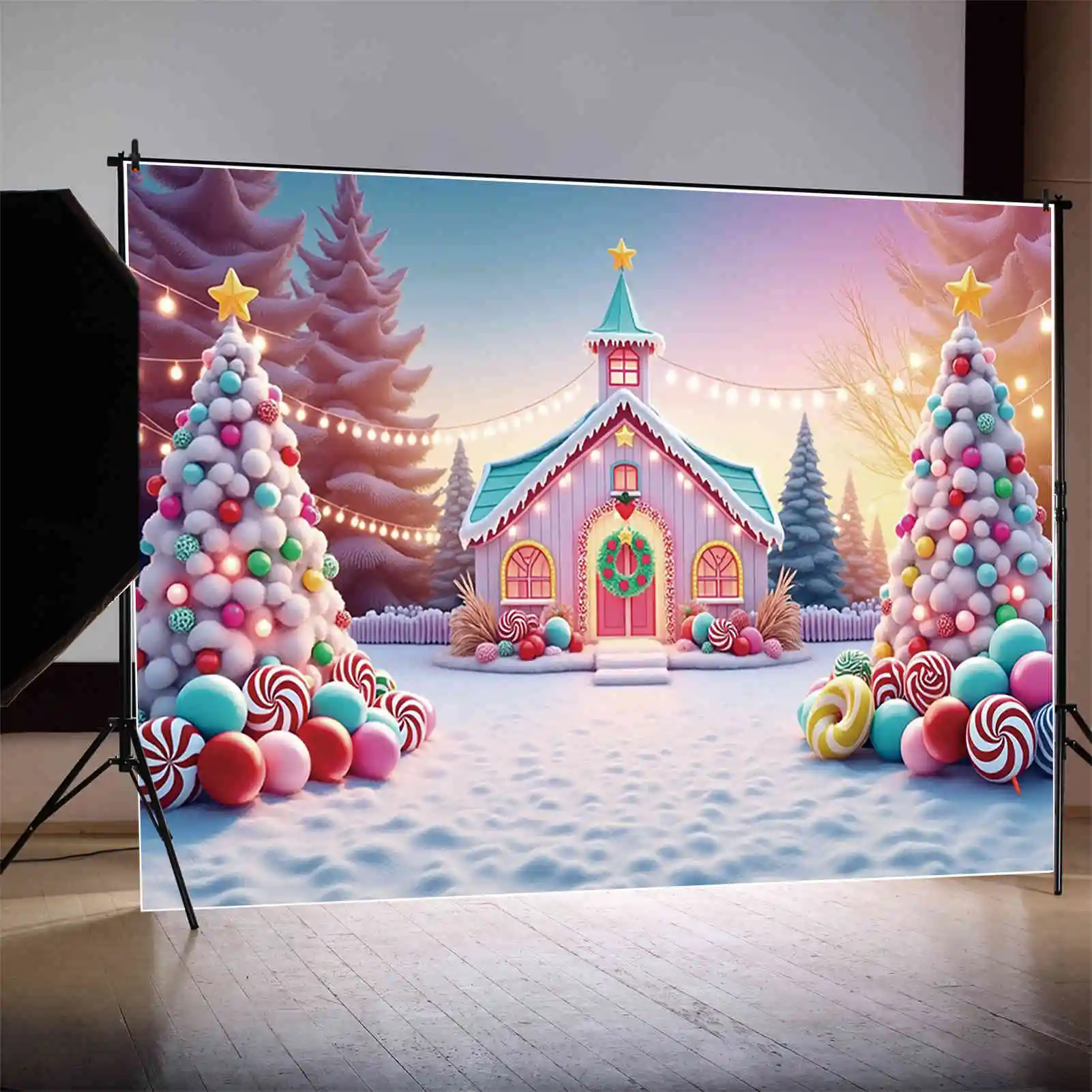 MOON.QG 2024 Christmas Photography Background Xmas Tree Room New Year Photozone Backdrop Children Studio Photozone Accessories