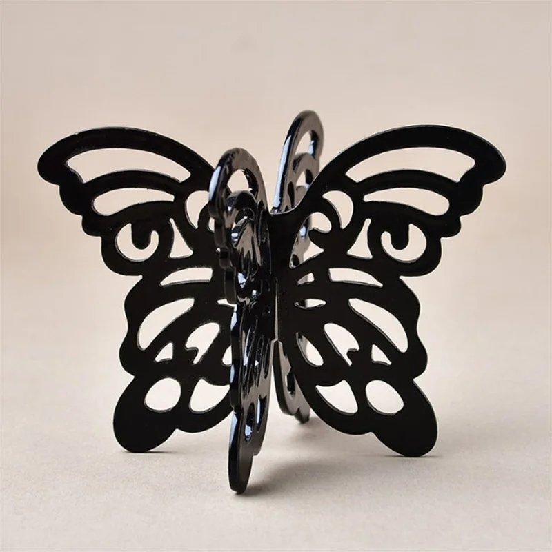 Hollow Butterfly Ornament, Black Iron Home Accessories, Crystal Ball Base, Display Bracket, Detachable Original Stone Base