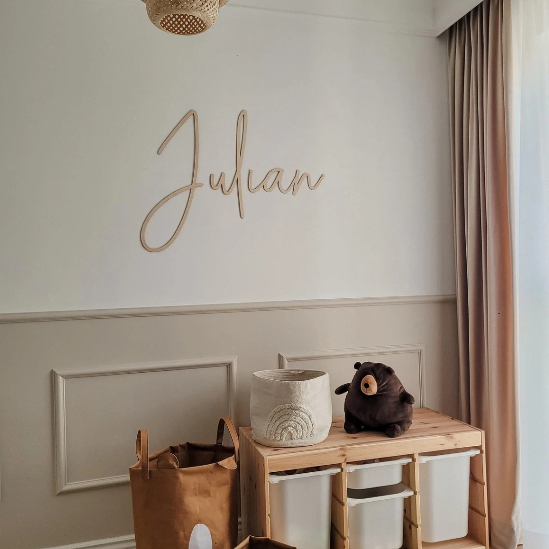 Letrero de madera personalizado con nombre de bebé, decoración Bohemia con letras para guardería, kinderzimmer deko