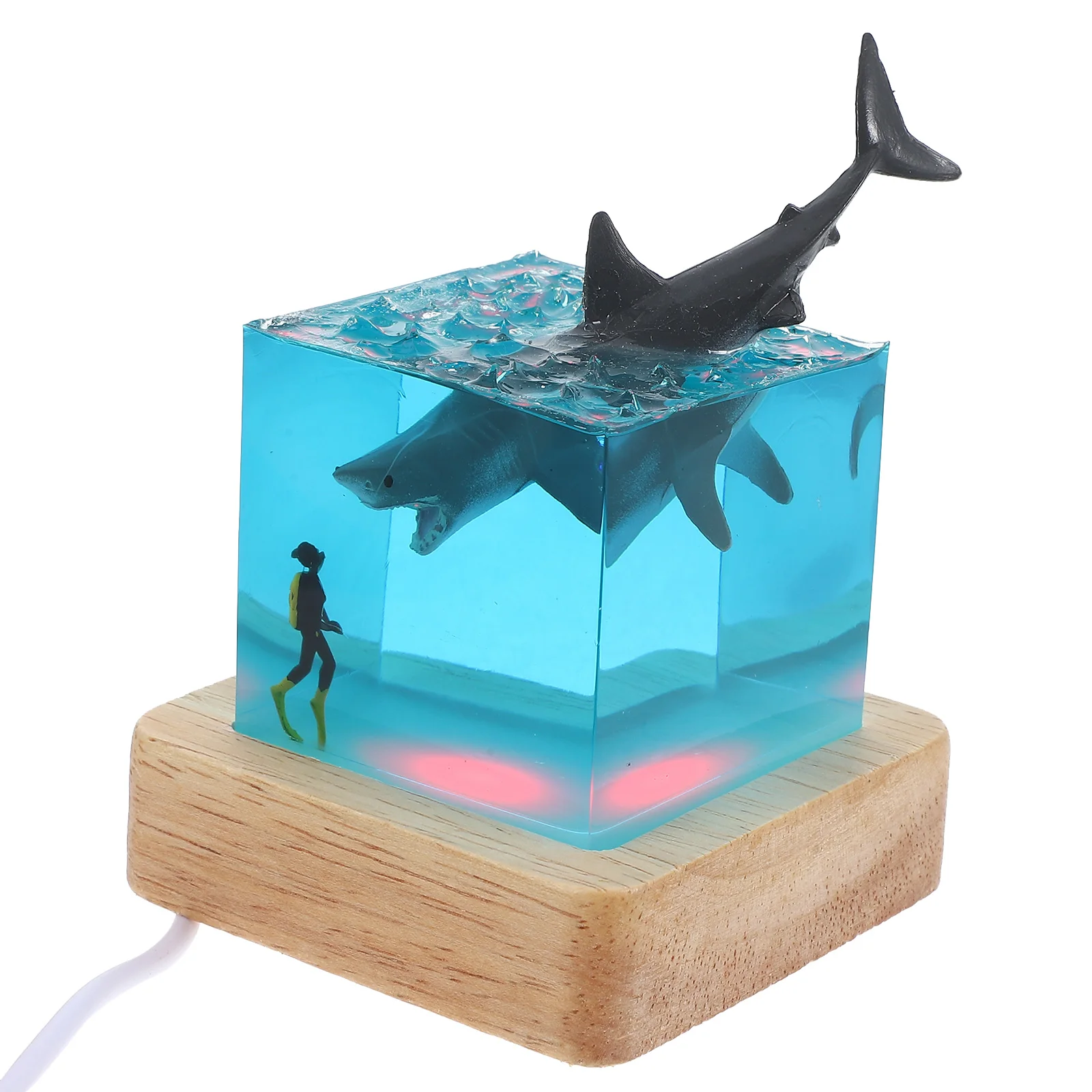 Lights Resin Whale Statue Bedroom Decor Mini Figurines Lamps Colored Animal USB Gifts Small Ocean Resin
