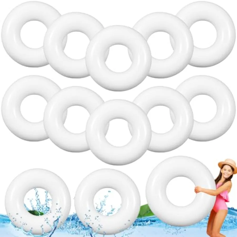 12 Pcs 23.6 Inches Inflatable Pool Floats, Pool Floaties Tube, Swim Tube Rings Bulk for Kid, Boys, Girl Lake Beach Outdoor Part