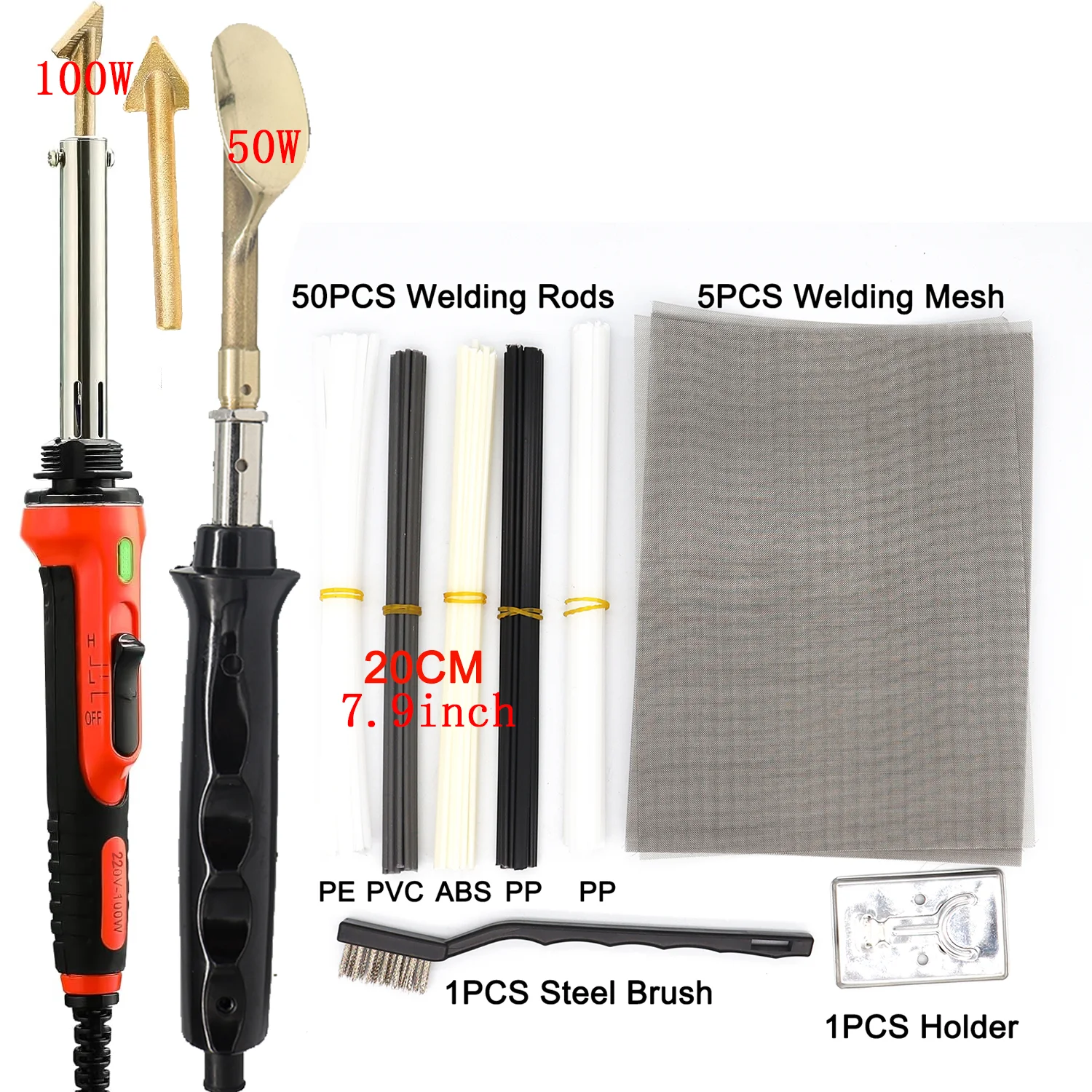 220V Portable Soldering Iron 100W/50W Plastic Soldering Machine Repair Tool Welding Rods Soldering Mesh For Car Bumper Repair