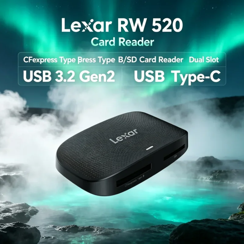 Lexar RW520 Memory Card Reader CFexpress Type B SD Card Reader High Speed USB 3.2 Gen 2 10Gbps for Photo Transfer