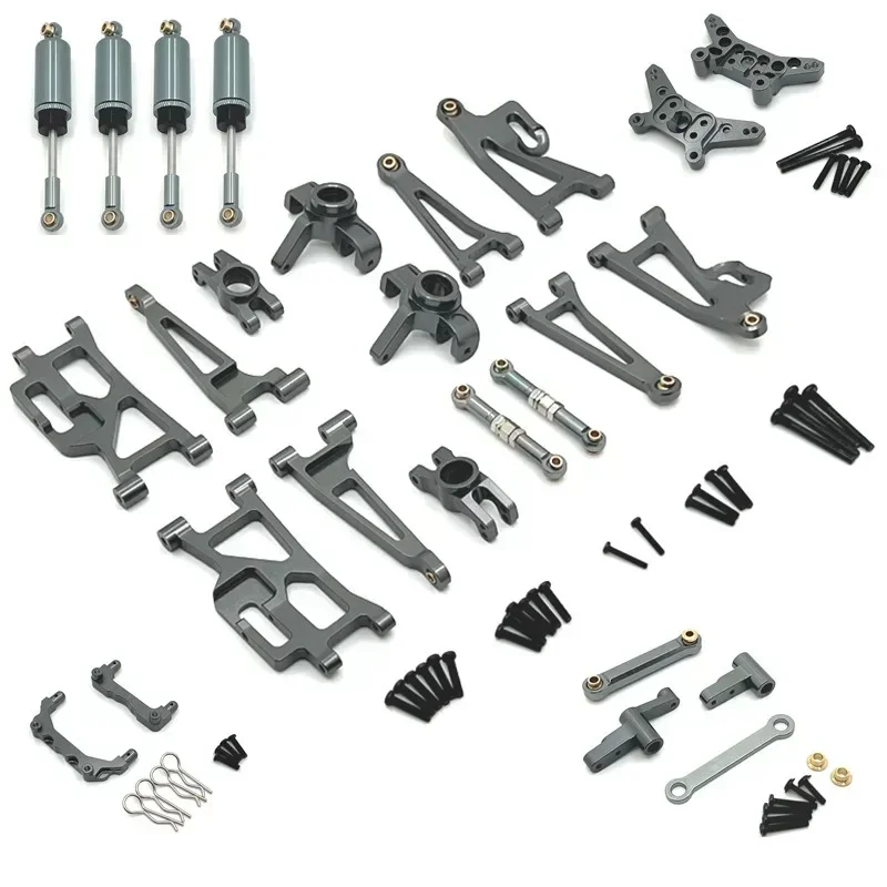 MJX 14209 14210 Metal Steering Cup Hub Carrier Upper Lower Swing Arm Set Shock Absorber 1/14 RC Car Upgrade Parts Accessories