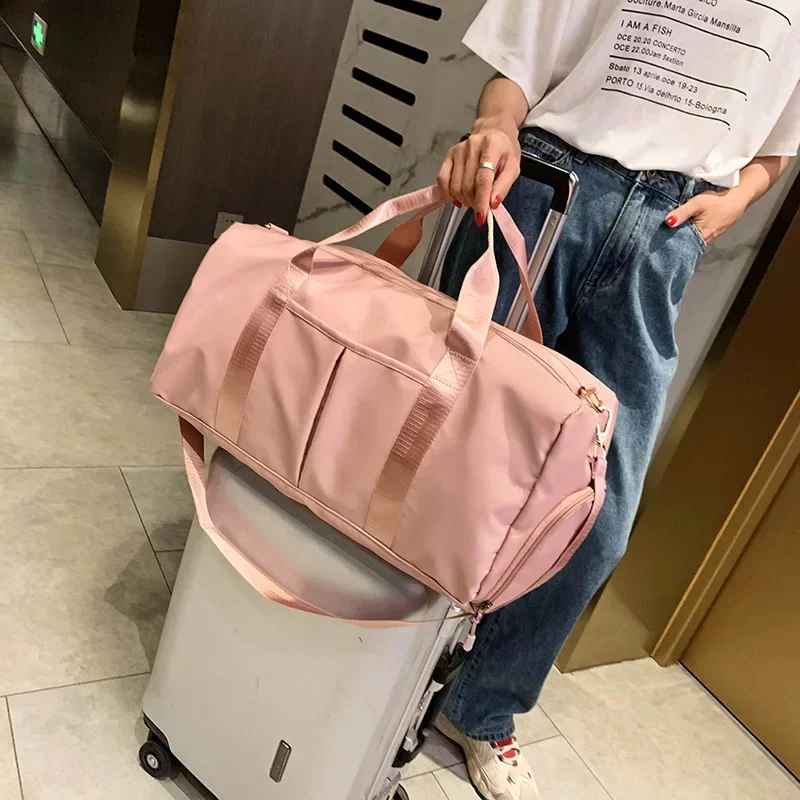 

Internet celebrity short distance luggage bag, women's large capacity portable travel bag, dry wet separation fitness bag