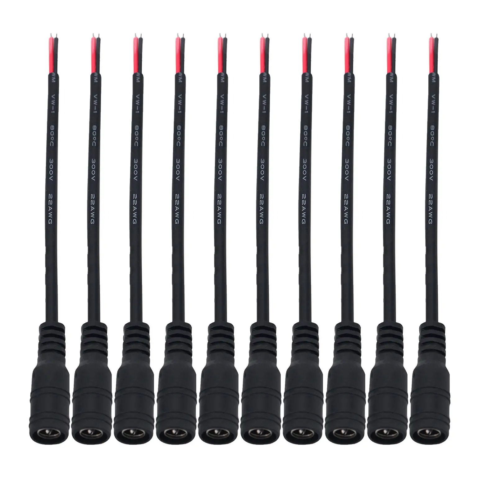10Pcs Female Power Connector 5.5x2.1mm Cable Jack Adapter for Cctv Surveillance Security 12V Dc Power Connection