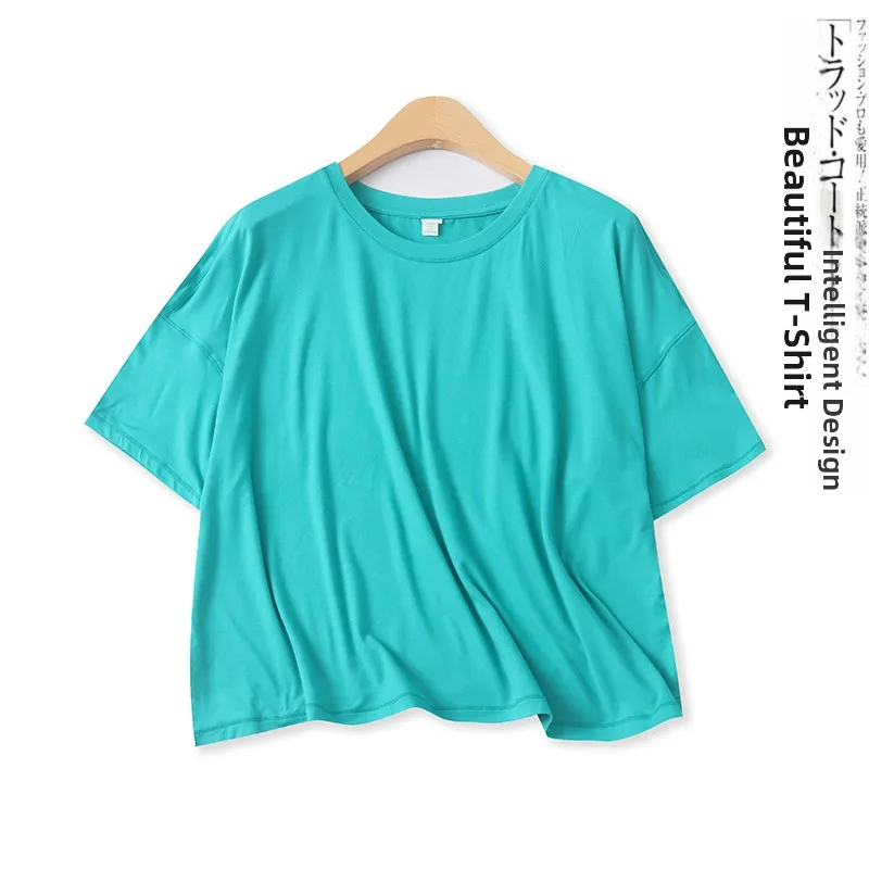 Candy Colored T-Shirt Loose Fit Casual round Neck Short Sleeve Top for Women Summer New Style Versatile Comfortable 17077