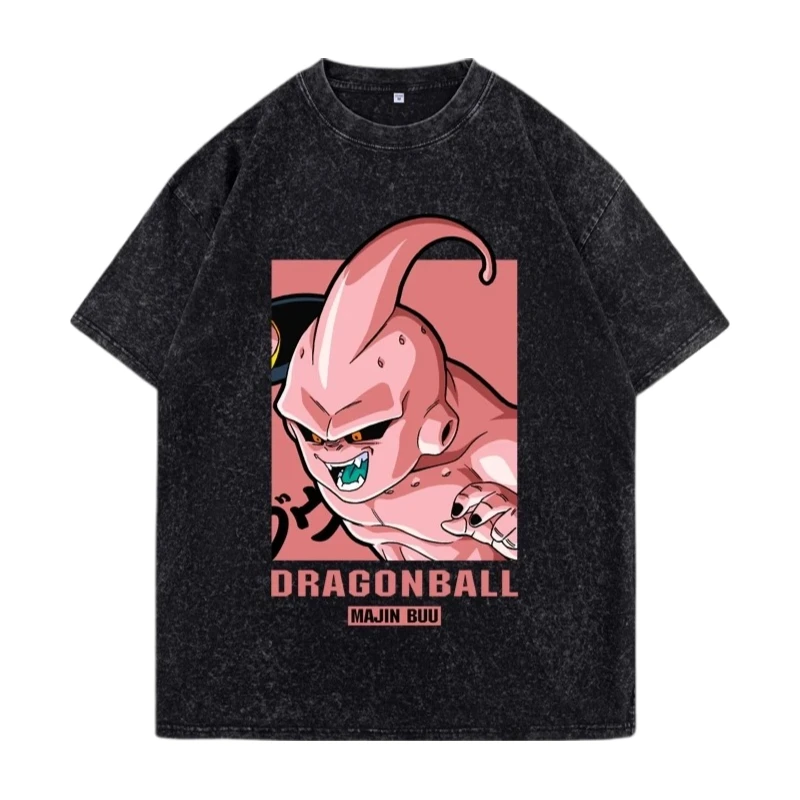 

Dragon Ball Super Saiyan Men's T Shirts Womens Oversized Vintage Washed Casual Short Sleeved Tee Harajuku Y2k Clothes Top Summer