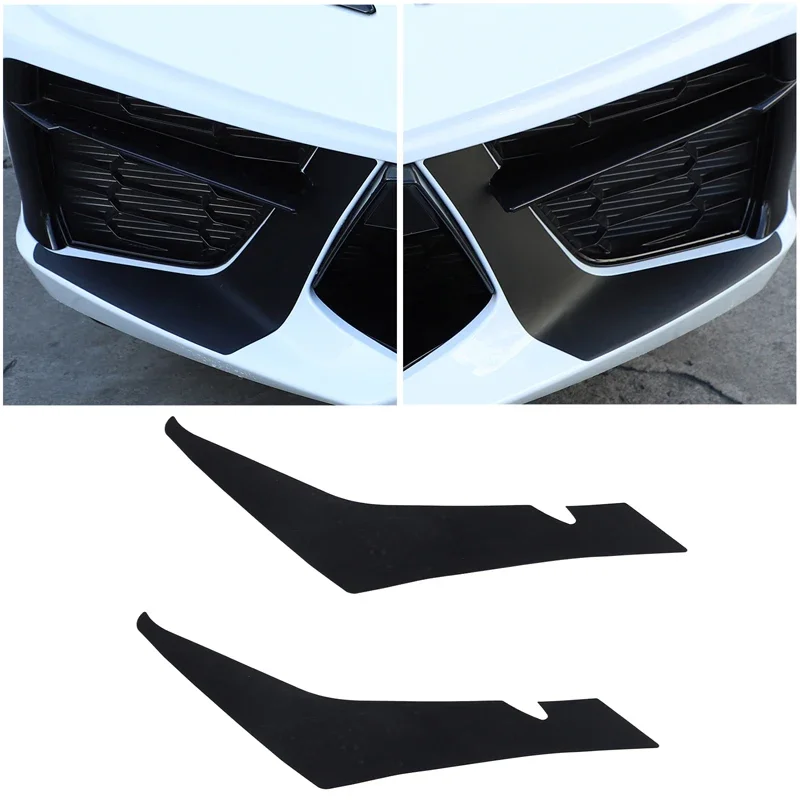 

For Chevrolet Corvette C8 2020-2023 Car Front Lip Air Intake Panel Decorative Sticker PVC Interior Accessories 2 Pcs