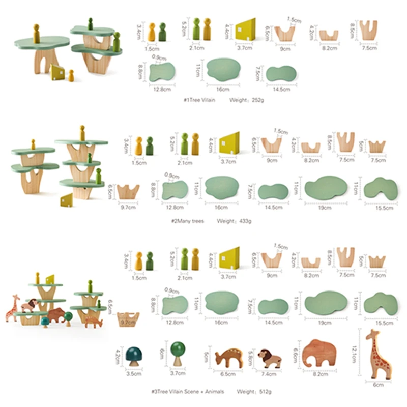 Wald Bausteine Holz Montessori Spielzeug Kreative 3D Puzzle Szene Platzierung Spiel Baby Balance Spielzeug Zimmer Dekoration Baby Geschenk – Detail 1