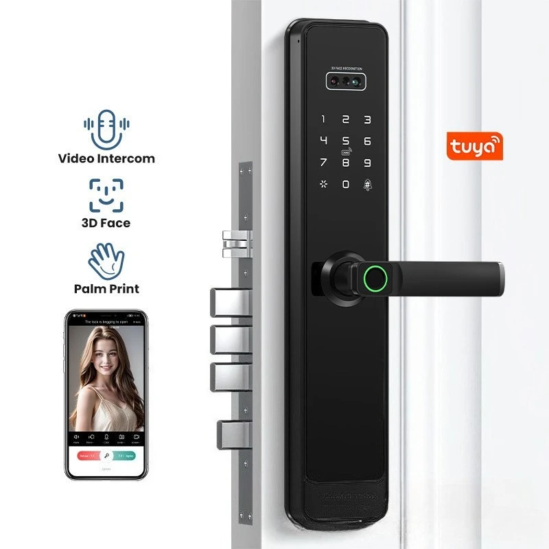 EGFirtor Semi-automaticTuya Fingerprint Password Lock Home Remote Unlocking Wifi Active Intercom Facial Recognition Smart Lock