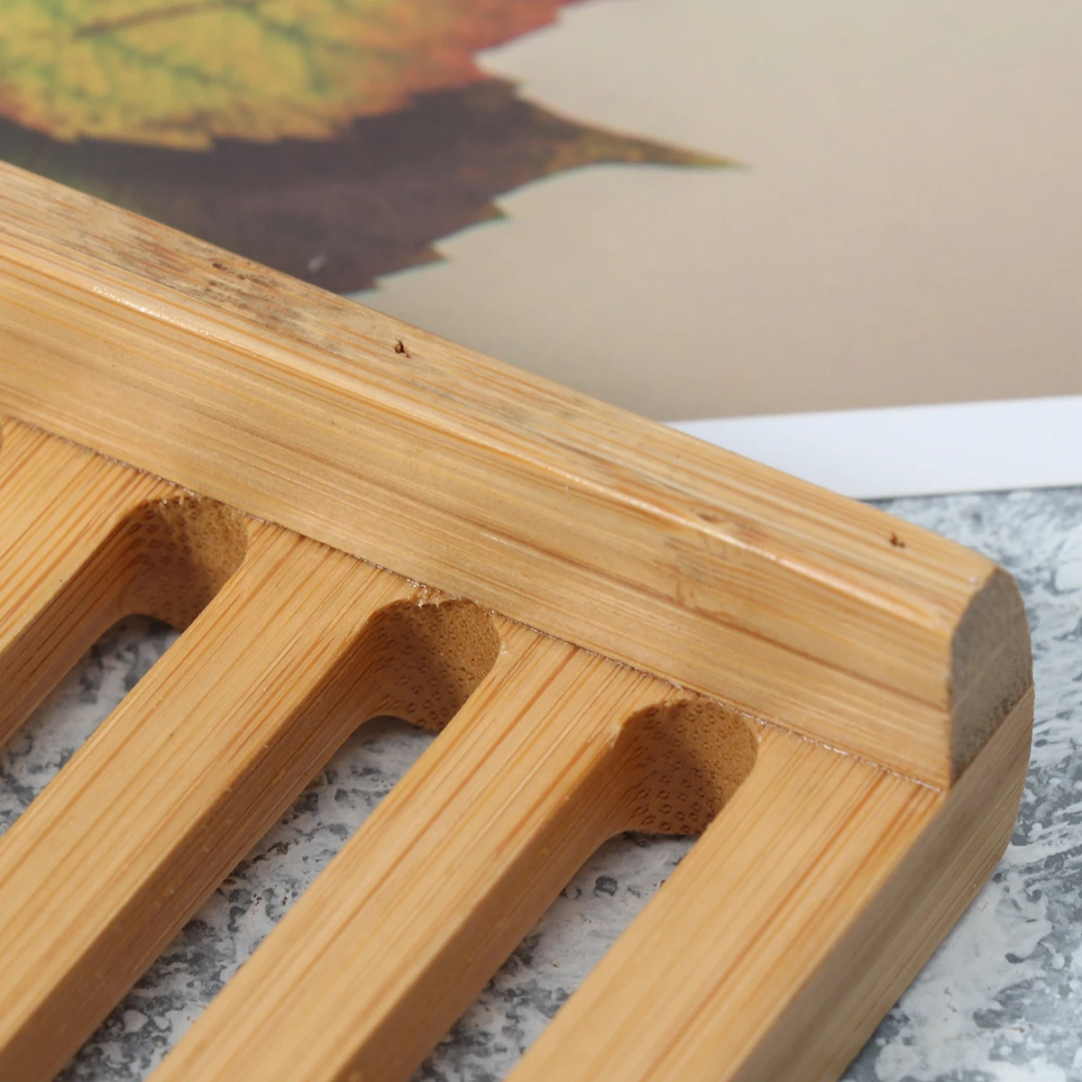 Large Bamboo Soap Box Wooden Soap Dish Slotted Drainage Anti-Slip Bottom For Bathroom Shower Home Use Storage Case