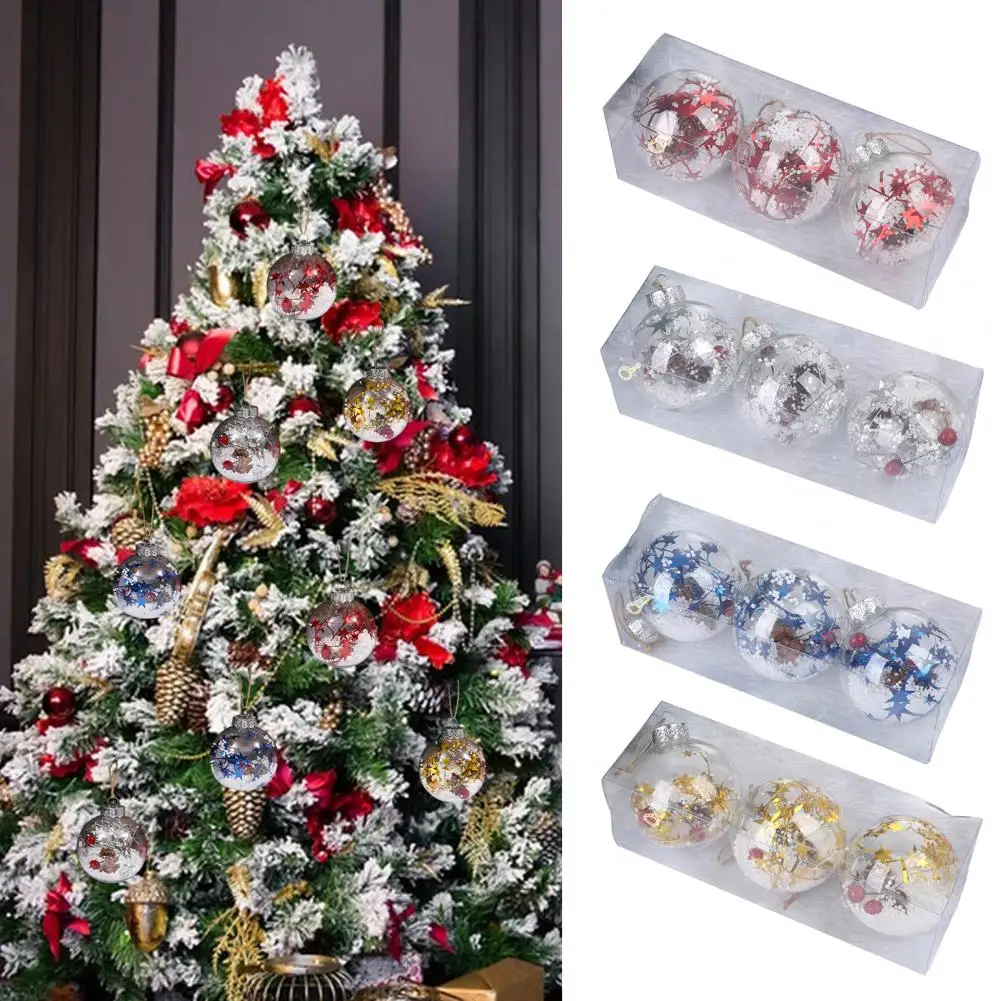 Durable Christmas Decorations Sparkling Sequin Christmas Ball Ornaments Set for Festive Tree Decor 3 Piece Holiday for Home