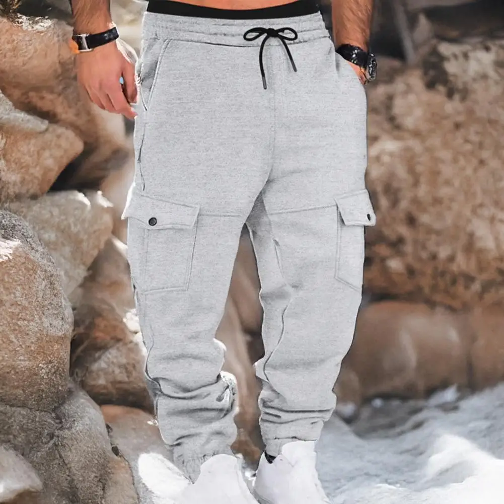 

Small Item Pockets Winter Cargo Pants for Men Warm Stylish Baggy Trousers with Drawstring Waist Ideal for Work Street Wear Men