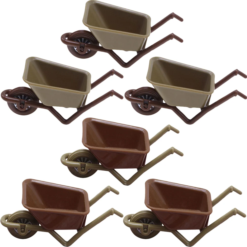 6 Pcs Mini Plastic Cart Miniature Wheelbarrow Model Festival Decoration House Accessories Micro Landscape