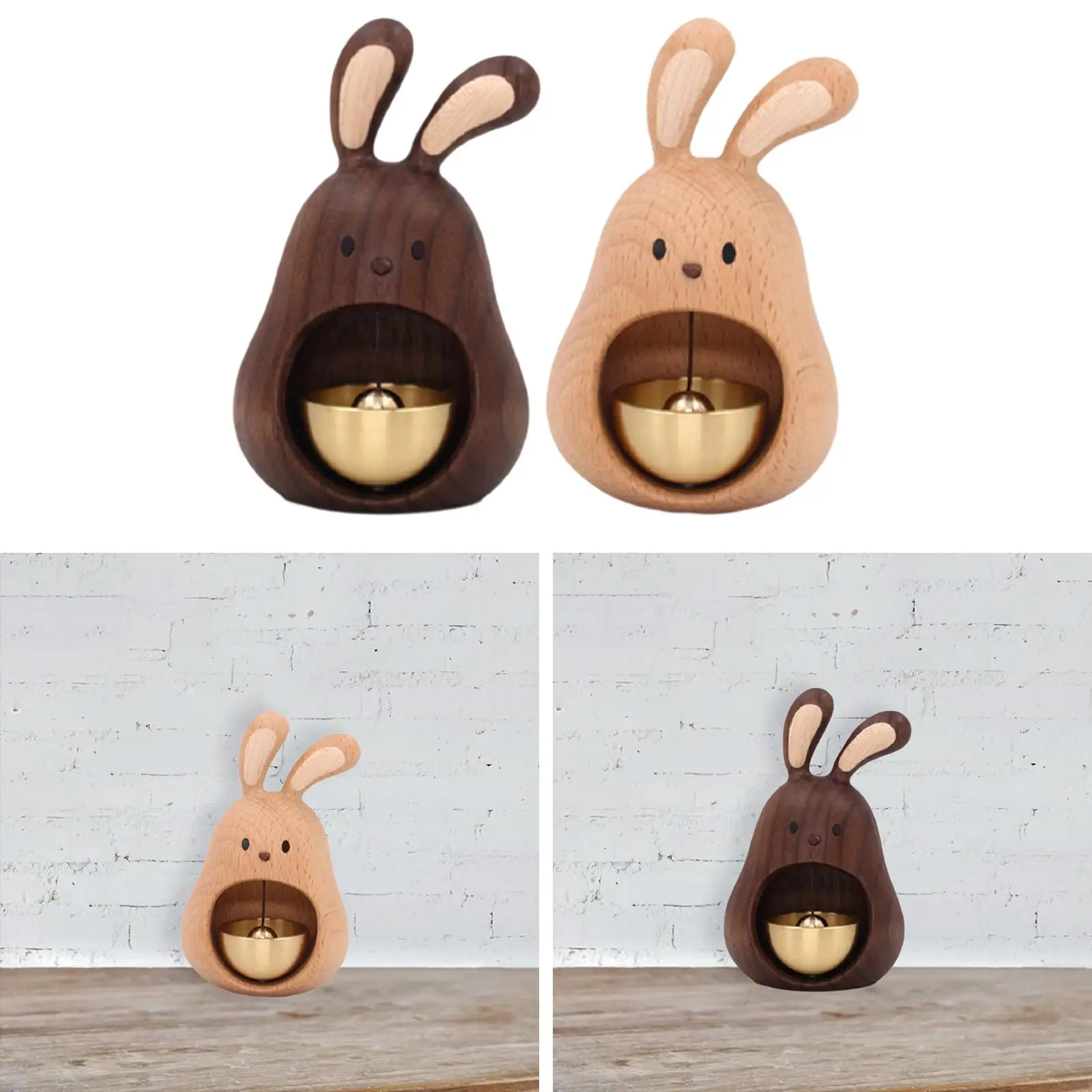 Wood Doorbell Ornament Doorbell Pendant Creative Cute Decorative Sculpture Shopkeepers Bell Hanging Bell for Shop Door Window