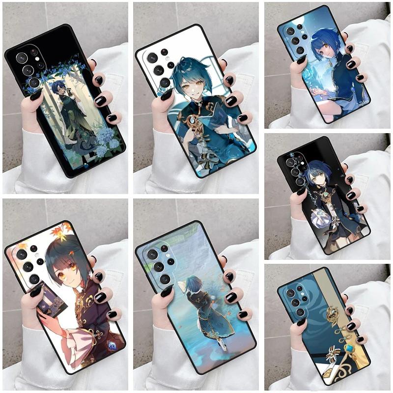 Phone Case For Samsung Galaxy S24 S23 S21fe S22 Ultra Plus Note 10 20 S8 S9 S10 Cover Genshin Impact Xingqiu