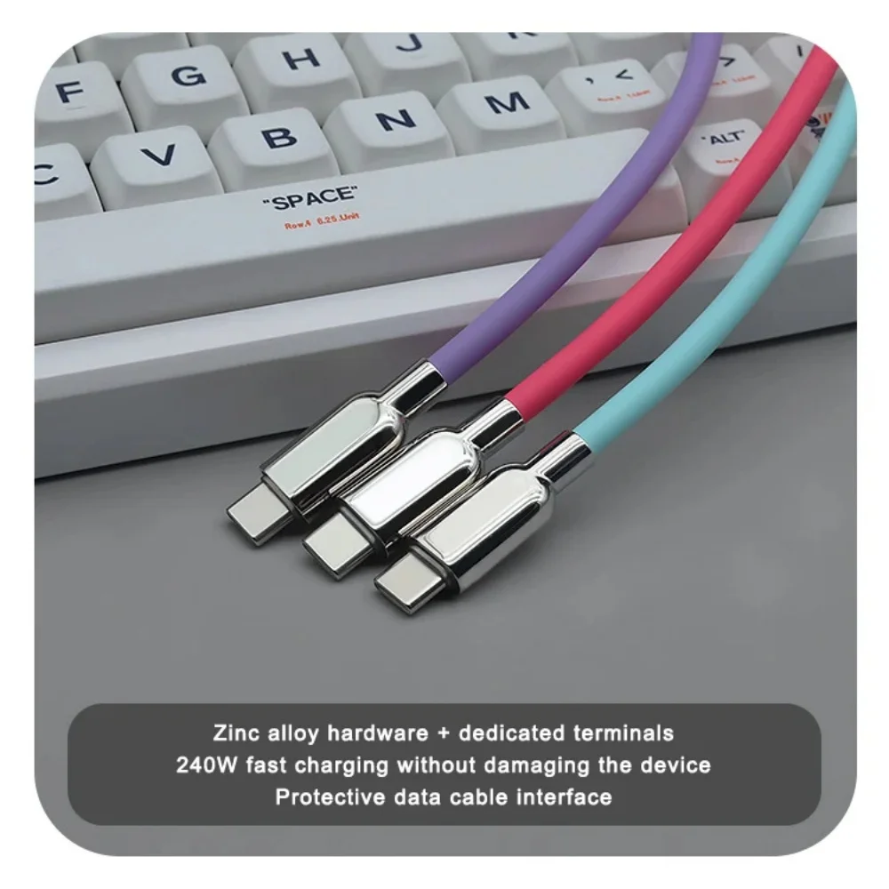 240W PD3.1 Fast Charge USB C To Type-C Cable Liquid Silicone Flexible & TPE-Reinforced, for iPhone 16 Huawei Mate 60 Samsung S25