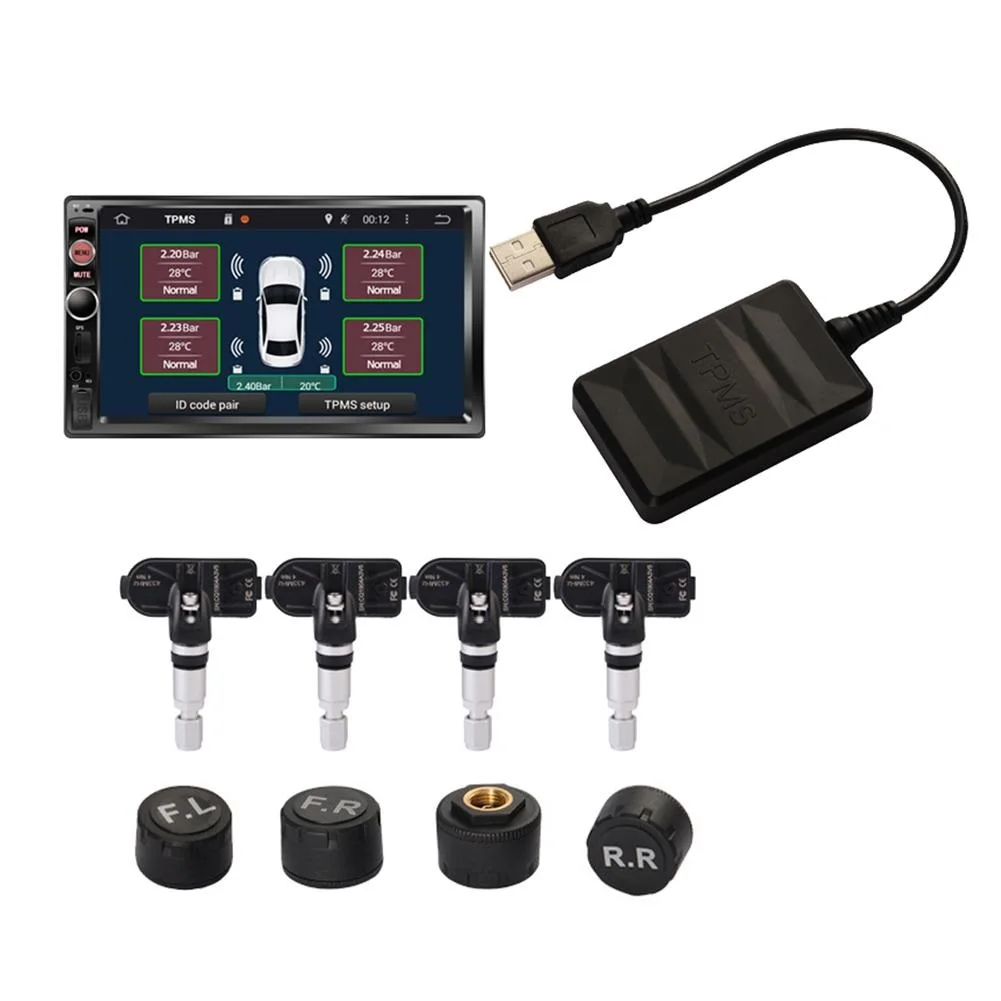 

Автомобильный TPMS Android для автомобильного радио DVD-плеер Система контроля давления в шинах Запасная шина Внутренний внешний датчик USB TMPS