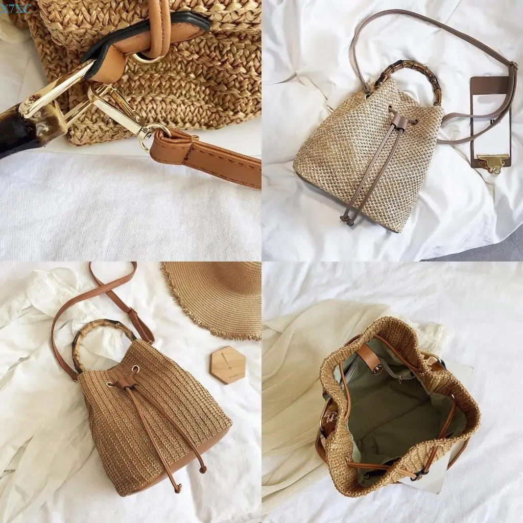 

X7XC Casual Straw Bag Handheld Handbag Shoulder Bag Crossbody Purse for Women Outdoor