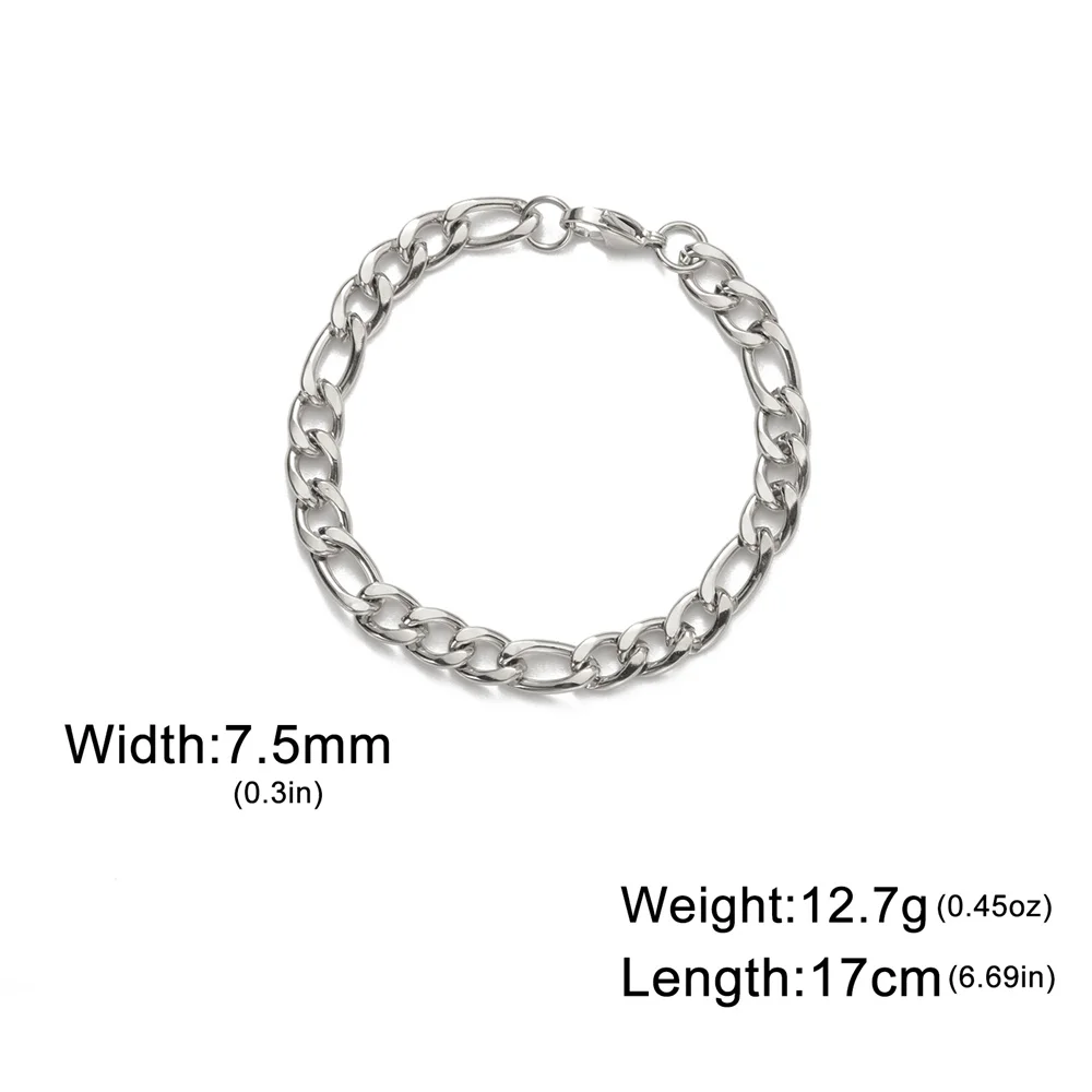 My Shape Mode kubanische Kette Männer Armband Edelstahl 3//9mm Breite Kette Armbänder Figaro Kette Junge Handgelenk Schmuck Paar