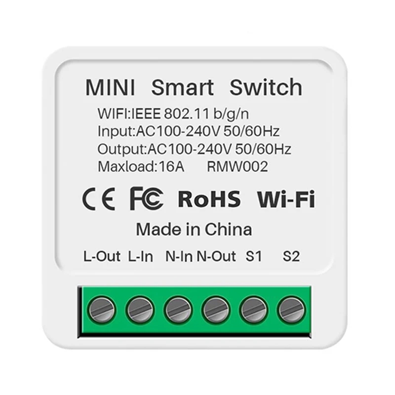 16A MINI Wifi Switch DIY Smart Home 2-way Control Relay Smart LIfe APP Control Remotely Timer Works With Alexa Google Home Alice