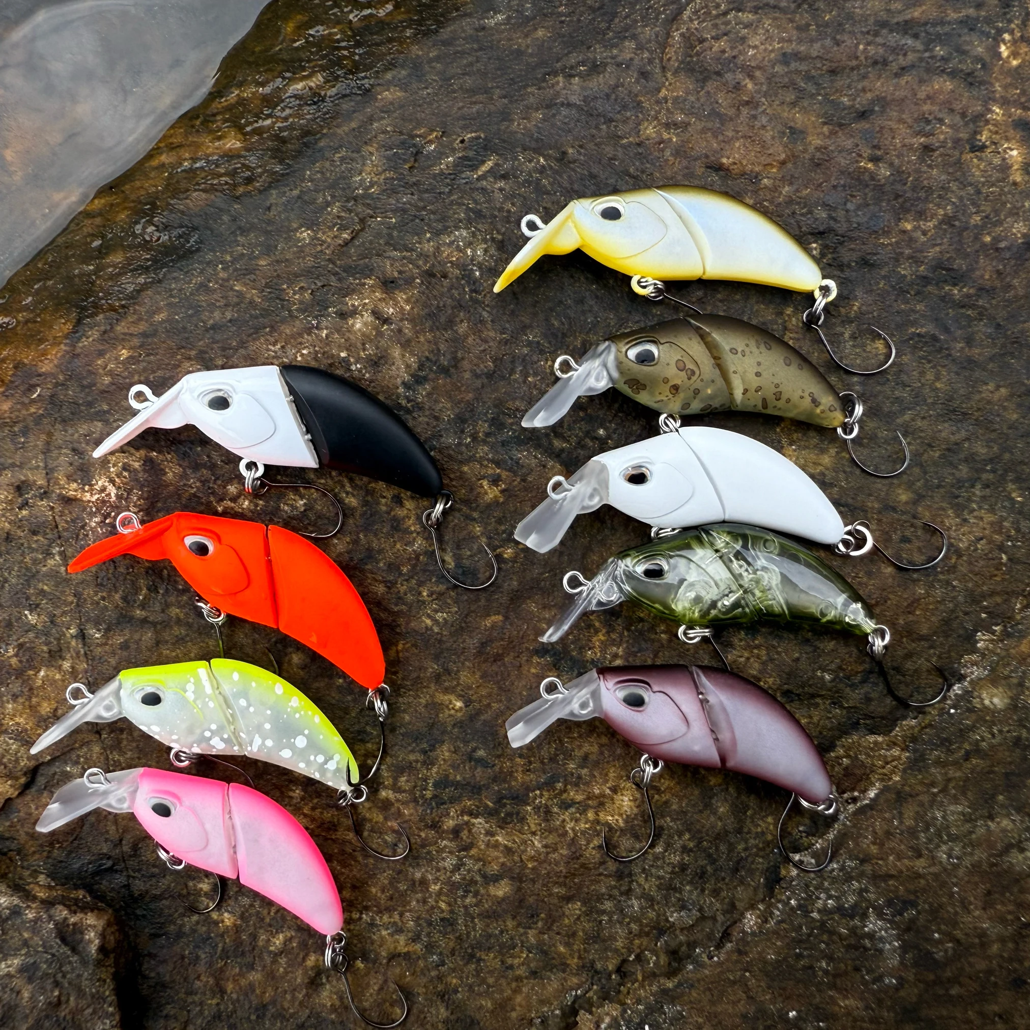 51mm 2.6g Floating Jointed Crankbait Two-Piece Flat-Sided Shallow Runner ABS Hard Fishing Lure Natural Wobbling Action for Trout