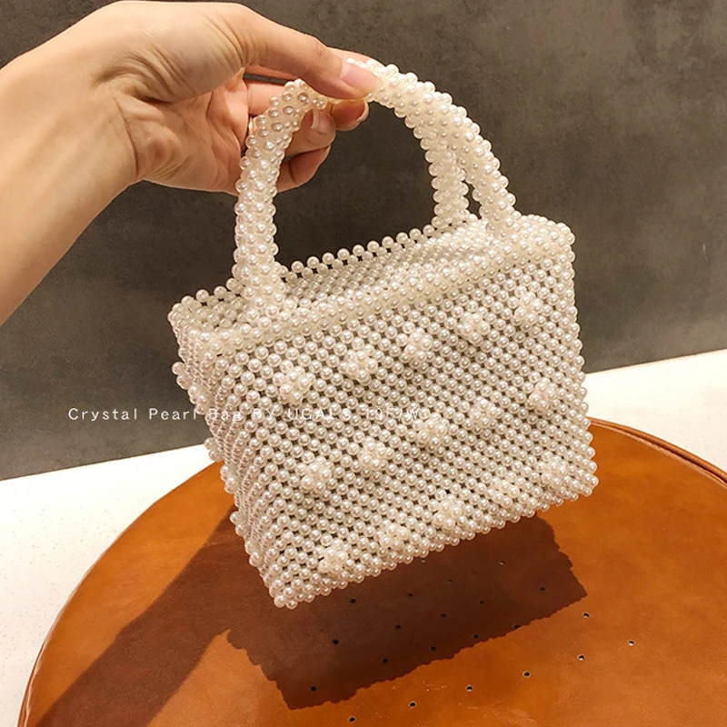 Diamond Bag Hand-woven Beaded Pearl Bag Crystal Bag One Shoulder Hand-held Stiletto Crossbody Bags for Women Luxury Designer