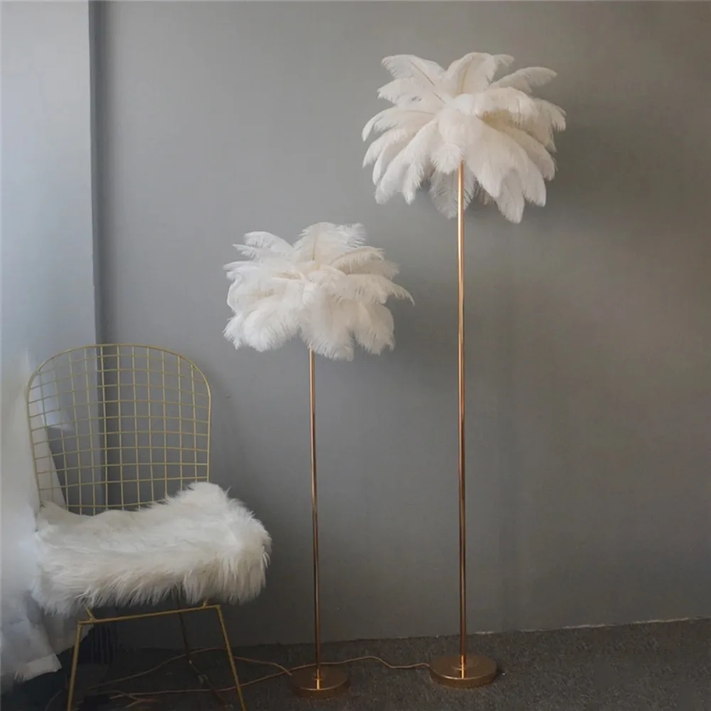 Imagem -05 - Ostrich Feather Floor Lamp Decoração Nórdica Living Room Decor Light Lâmpadas Altas para Quarto Lâmpada em pé Iluminação Led