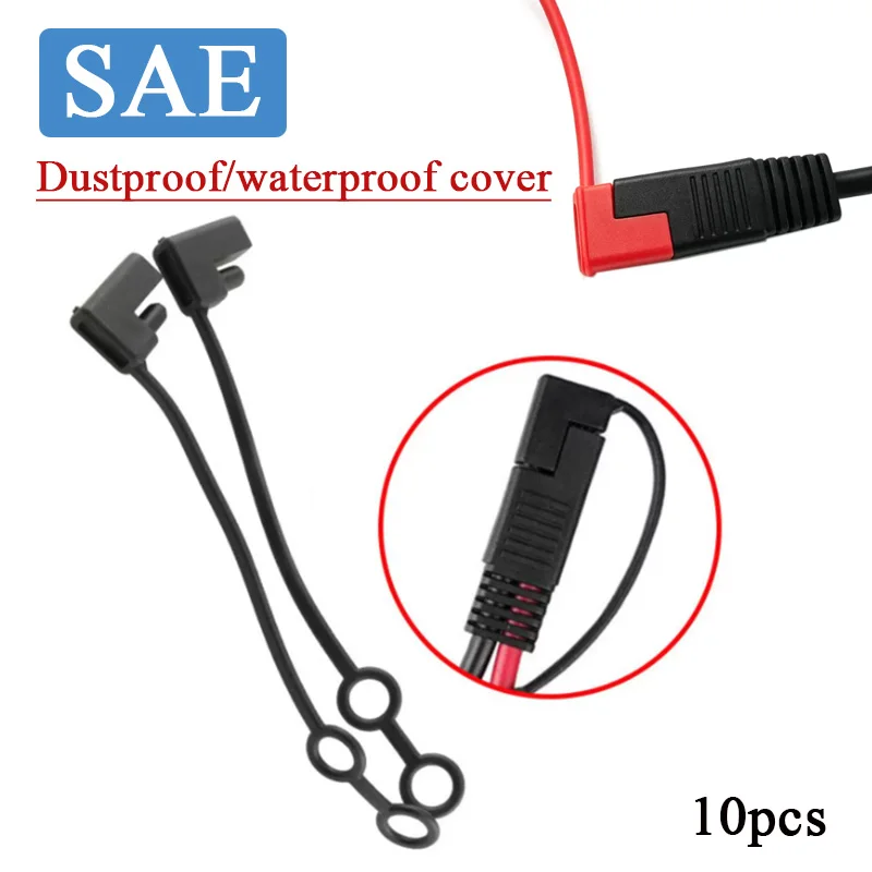 SAE Dust Cover Black Red SAE Solar Single Crystal Dust Cover Use for SAE Plug Connector Waterproof Dust Cover PVC Material 10Pcs