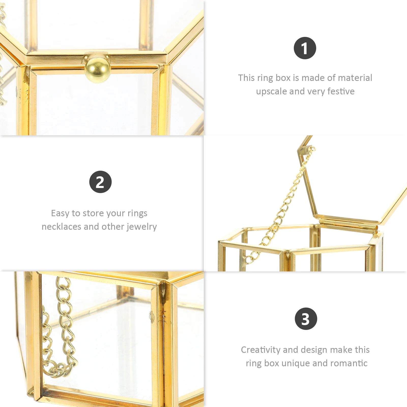 Vintage-Schmuckschatulle aus Glas, durchsichtiges Gehäuse, Halskette, Ohrringe, Display-Organizer, ordentlicher Desktop-Behälter, Schmucketui, durchsichtige Glasbox