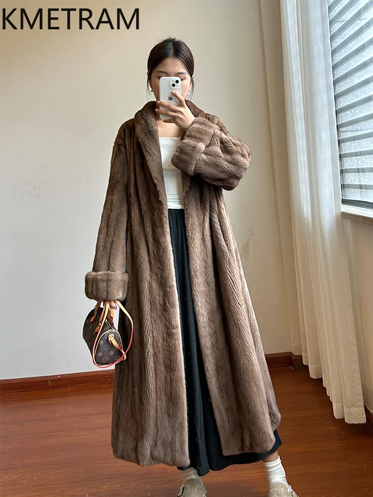 Natural mink Fur Coat Women Luxury Long Fur Jacket Winter New in Outerwears High Quality Womans Clothing шуба женская 2025