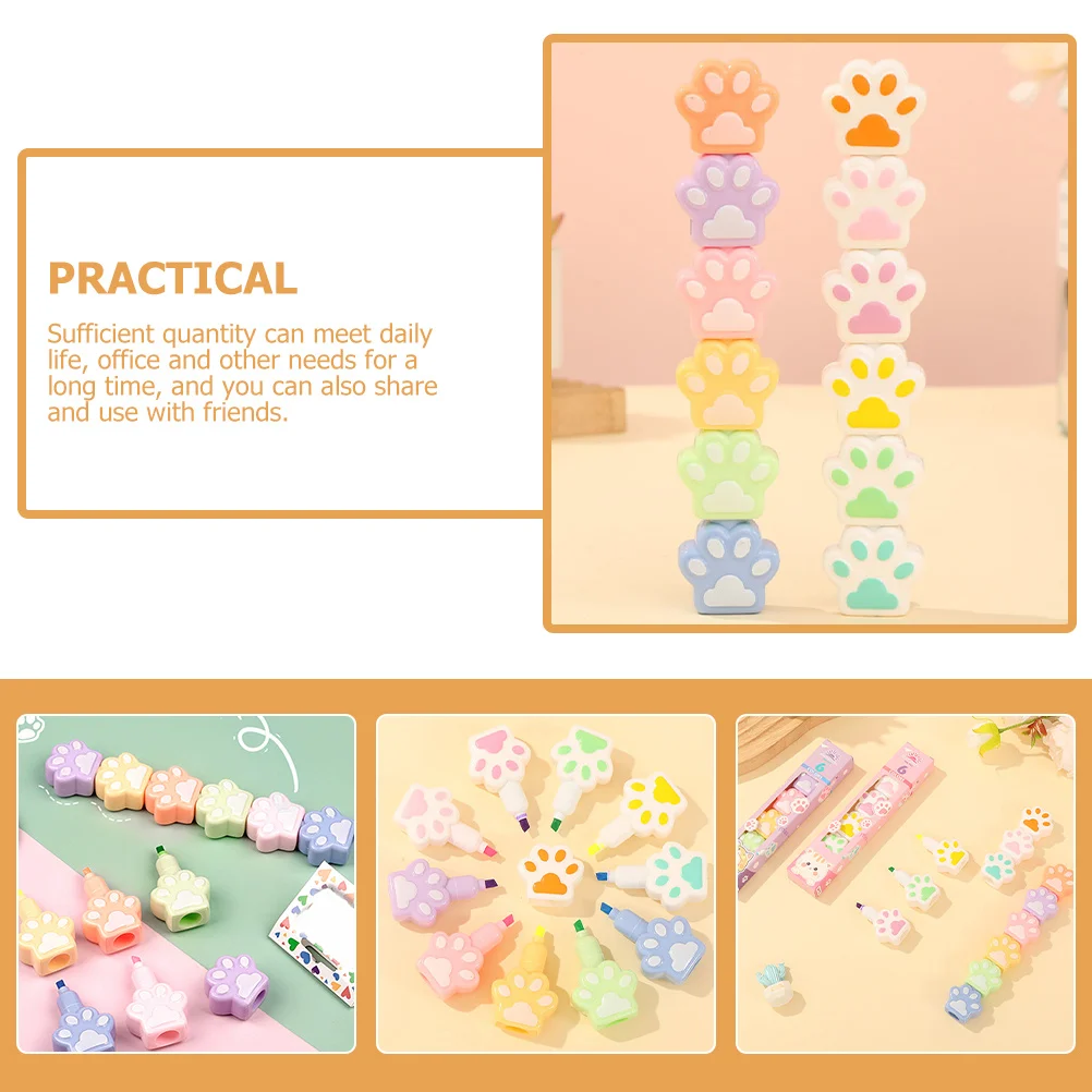 1Set Highlighter Bentuk Cakar Kucing Lucu, Pena Highlighter Warna-warni Kartun untuk Sekolah, Rumah, Kantor, Menulis Jurnal, dan Menandai Catatan