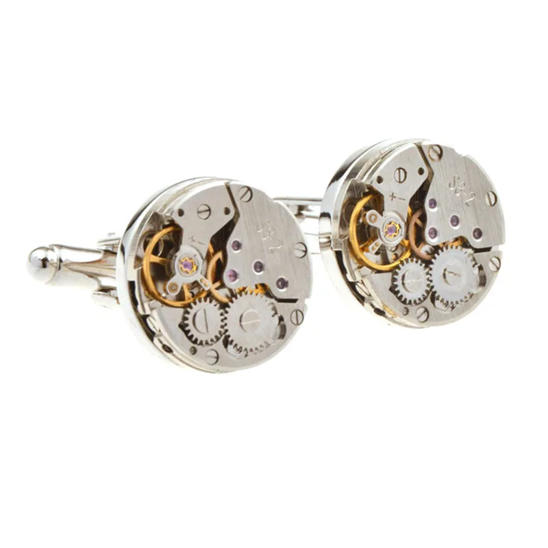 

Mechanical Watch, New Movement Cufflinks, Dress Cuffs, Sleeve Studs, French Shirt Buckle, Metal Tourbillon, Watch Cufflinks