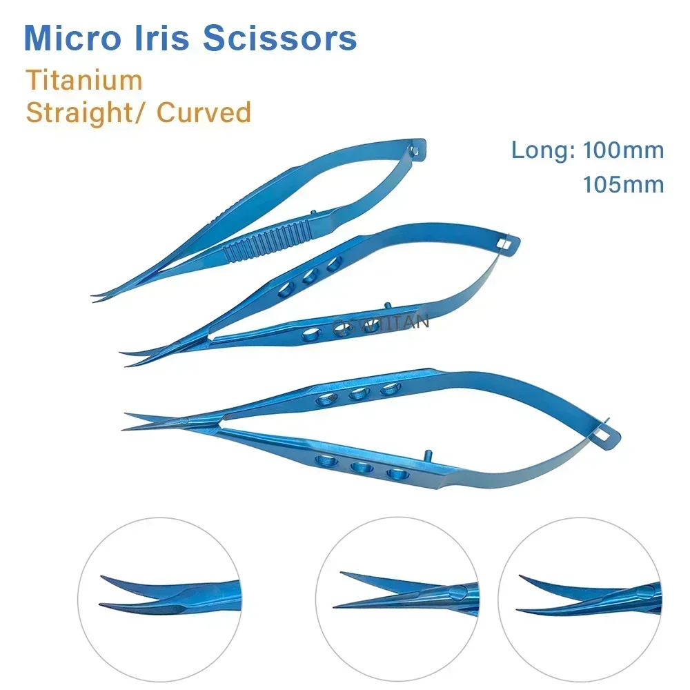 Titanium Iris Scissors Straight Curved Blades Ophthalmic micro Instruments Double eyelid tool Reuseable