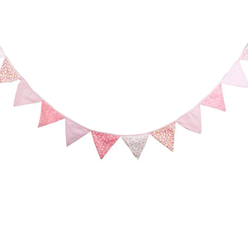 

12Pcs Triangle Flag Banner Sweet Bunting Cotton Garden Flowers Pennant for Wedding Baby Shower Festival Outdoor Party