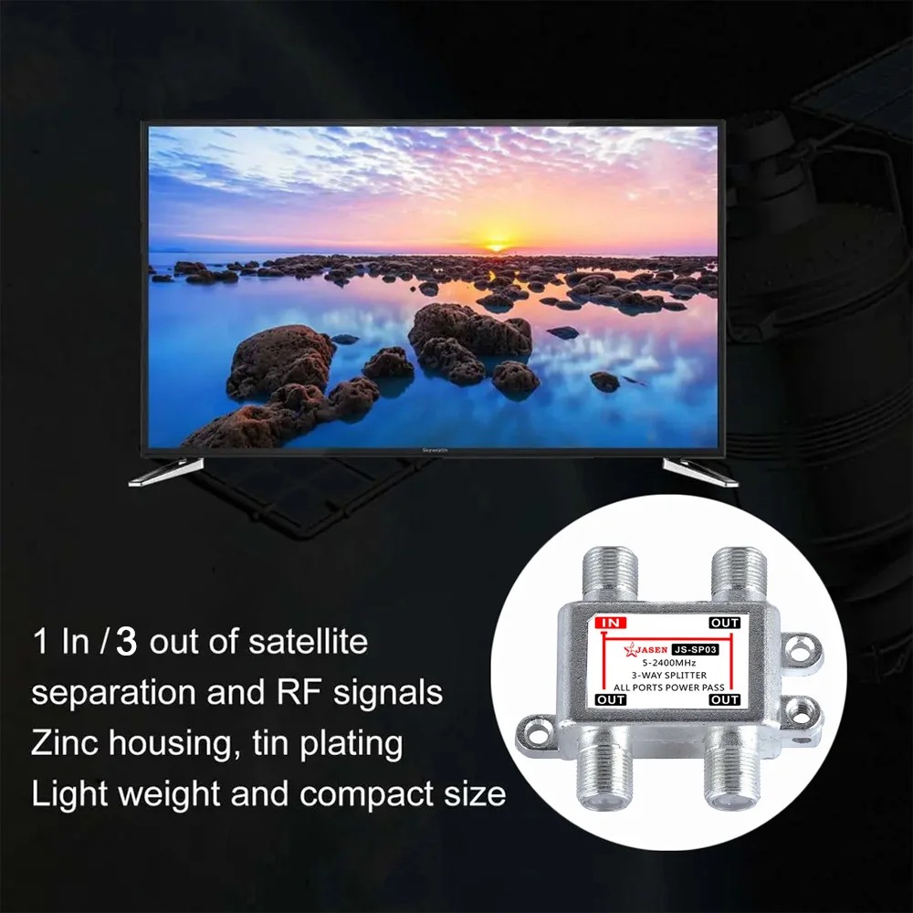 

3 Way TV Antenna Satellite Splitter Coaxial Cable Antenna Cable TV Signal Splitter F-Type Socket Female Connector Dropshipping