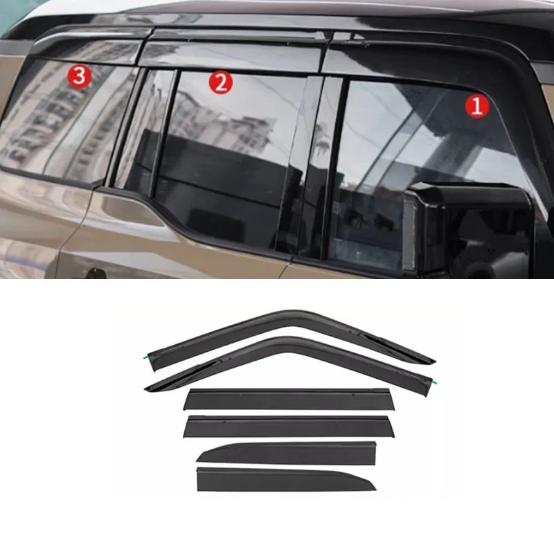 car accessories For LEXUS GX GX550 2024 2025 2026 black silvery Window Visor Vent Shades Sun Rain 6PCS