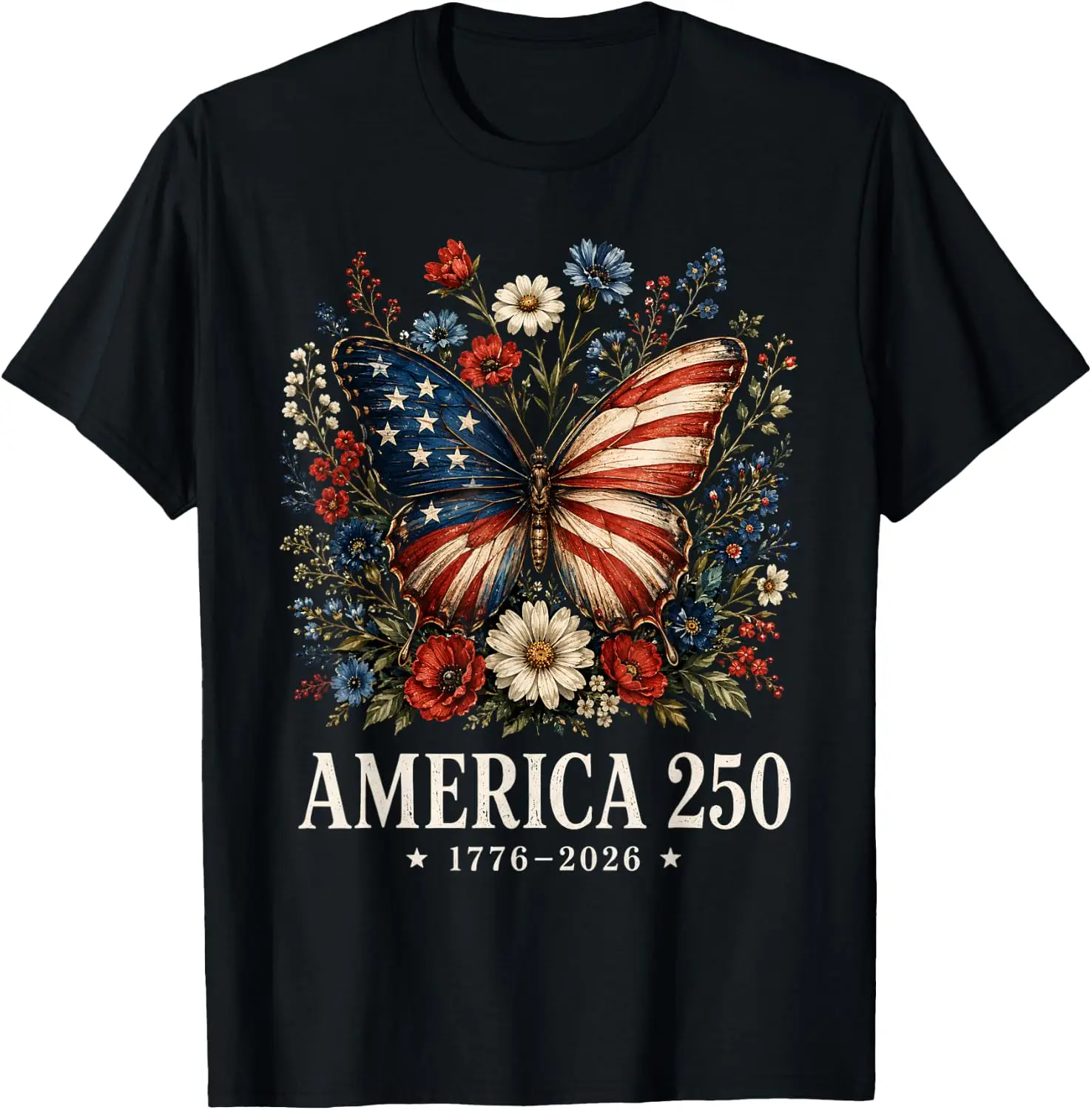 America Flag 250 1776 2026 250Th Anniversary 4Th Of July T-Shirt 100% Cotton Trendy Y2K Short-Sleeve Tee-Soft, Quick-Drying,
