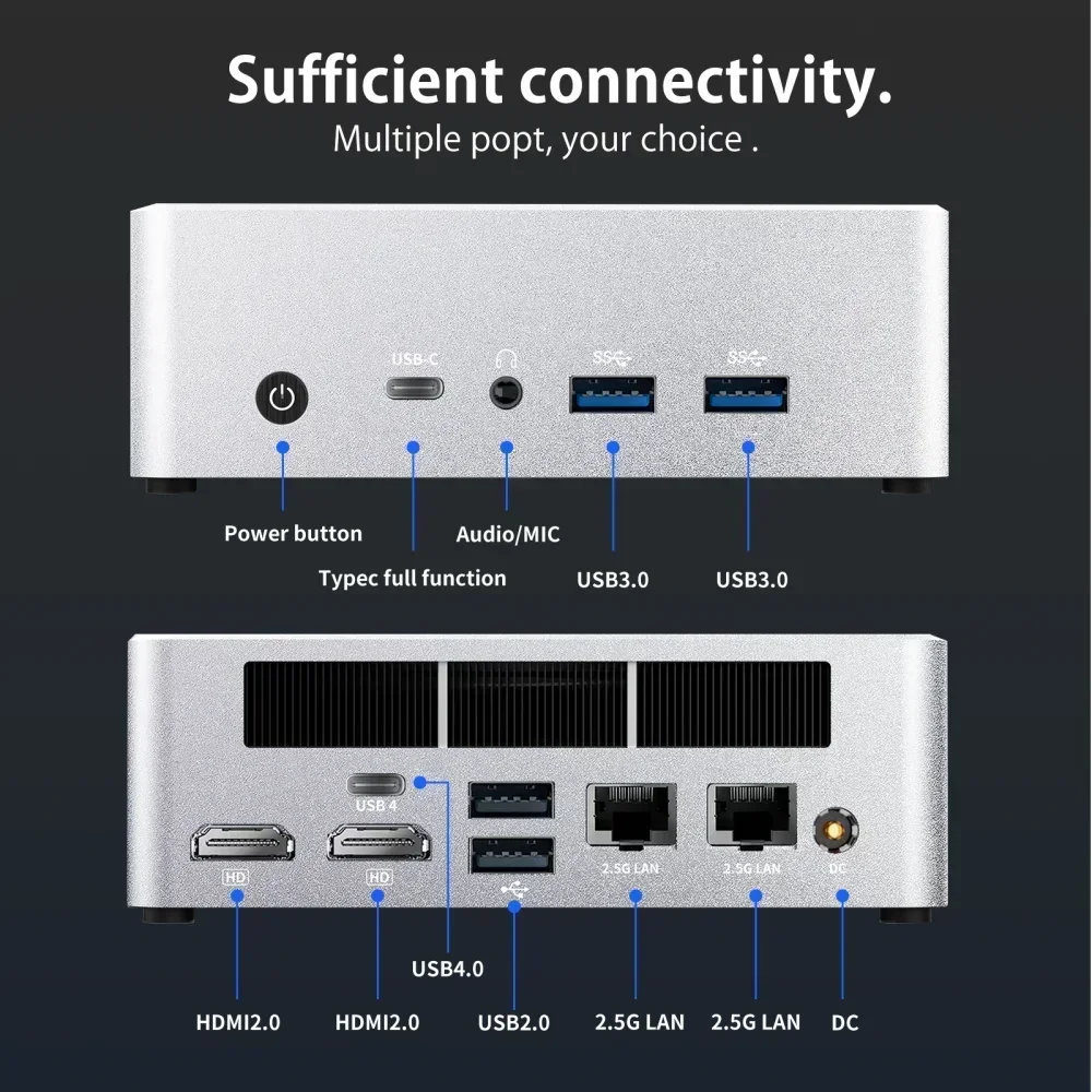 كمبيوتر صغير معدني باستخدام الحاسب الآلي SZBOX Z88 Ryzen 7 8845HS Windows 11 DDR5 5600Mhz 32GB 1TB SSD 2.5G Lan Wifi6 BT5.2 كمبيوتر ألعاب سطح المكتب