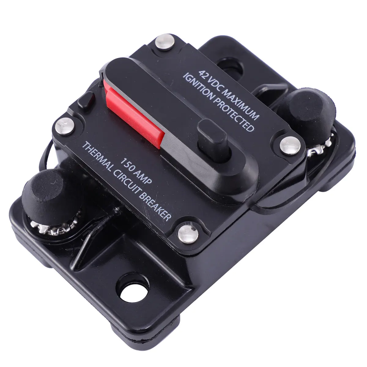 

150A DC Inline Car Fuse Auto Reset Waterproof Easy Install Panel Mount Self Resetting Fuse for Trolling