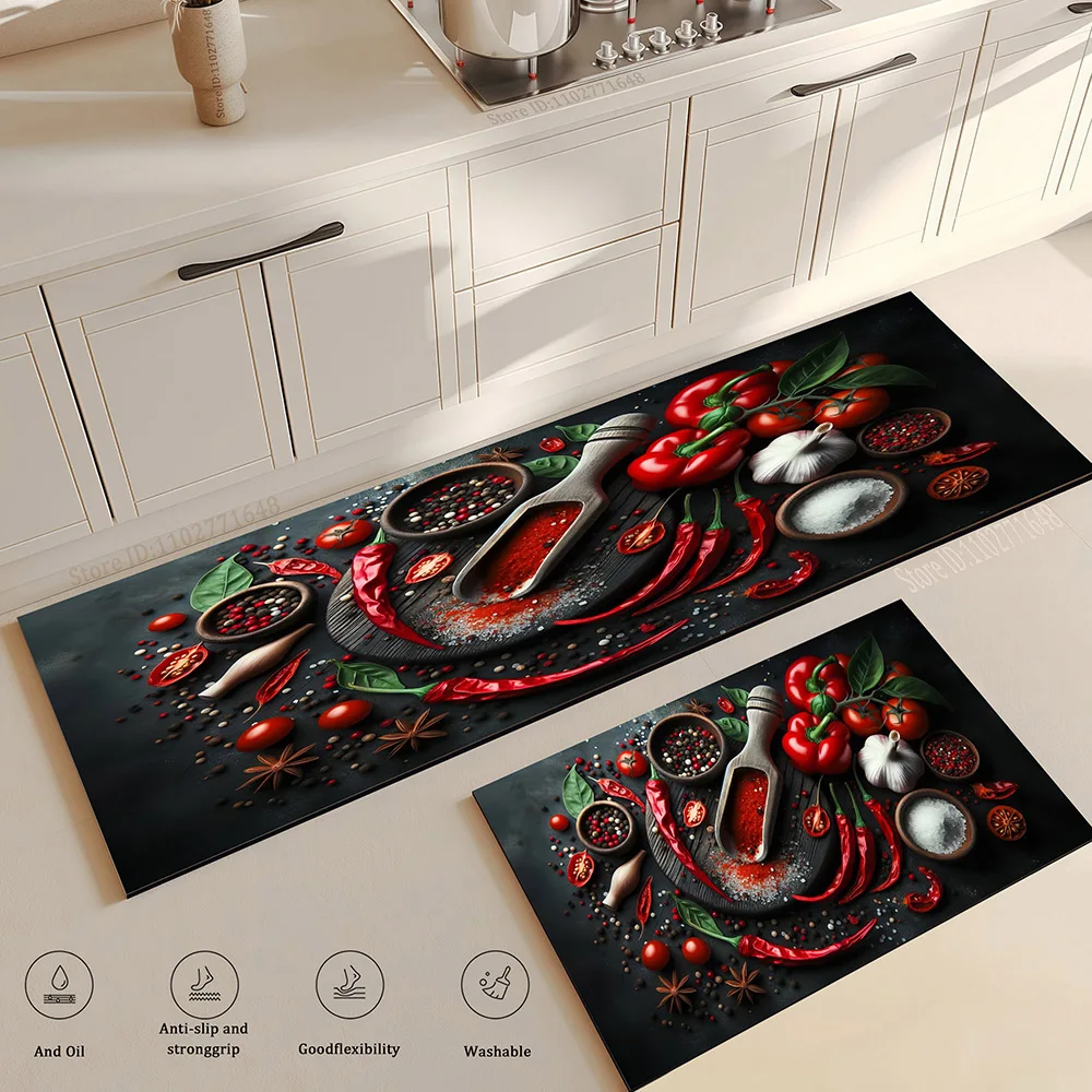 Spices Kitchen Mat Home Entrance Doormat Living Room Bedroom Balcony Floor Decor Carpet Bathroom Hallway Door Anti-Slip Foot Rug