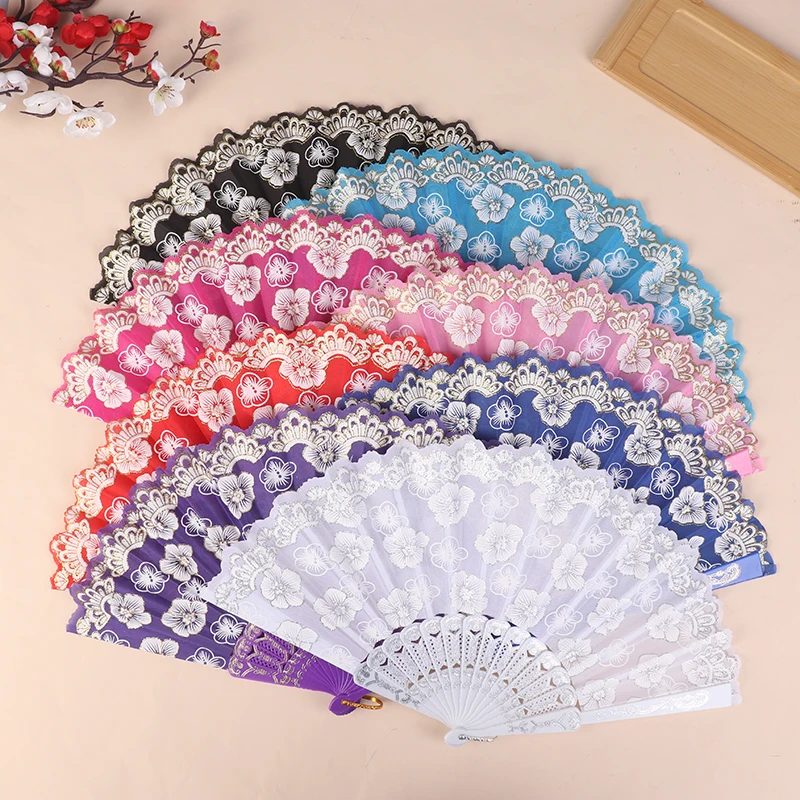 Sakura Gilding Folding Fan Classical Dancing Fan Women Cherry Blossoms Cheongsam Fan Portable Wedding Hand Held Fan Decor Gifts