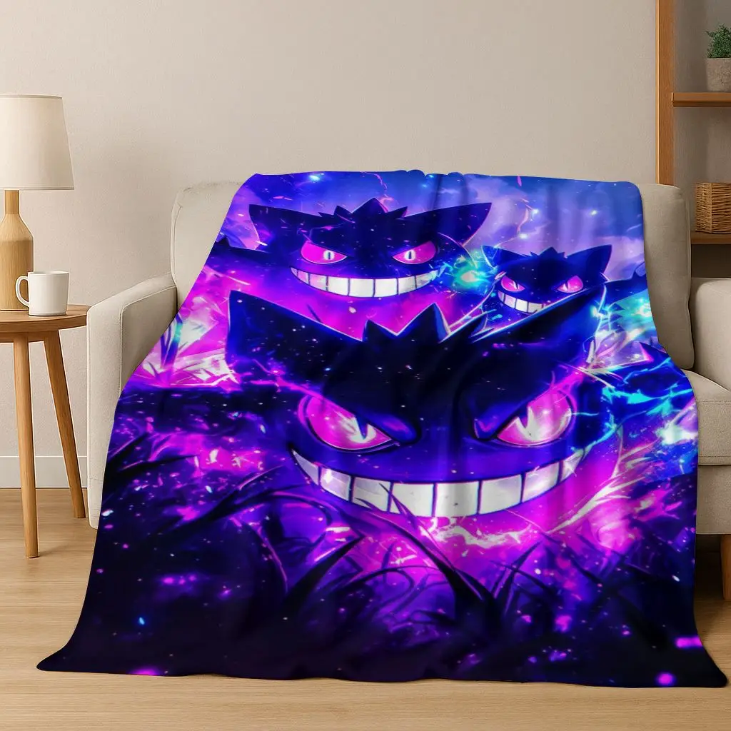 

3D Gengar Pokemon Cartoon Gift Flannel Blanket,Warm and Cozy Soft Throw Blanket for Home Bedroom Bed Sofa Picnic Cover Kid