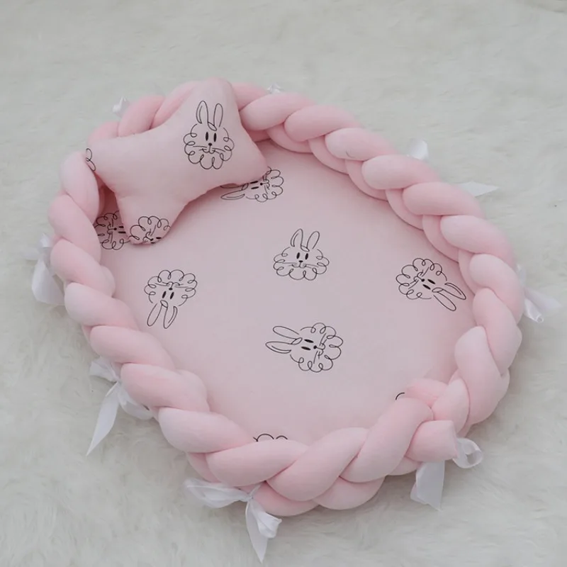 

Кровать для новорожденных, гнездо для сна, противоударный шезлонг со съемной подушечкой, безопасная изоляционная хлопчатобумажная ткань для детей 0–12 месяцев