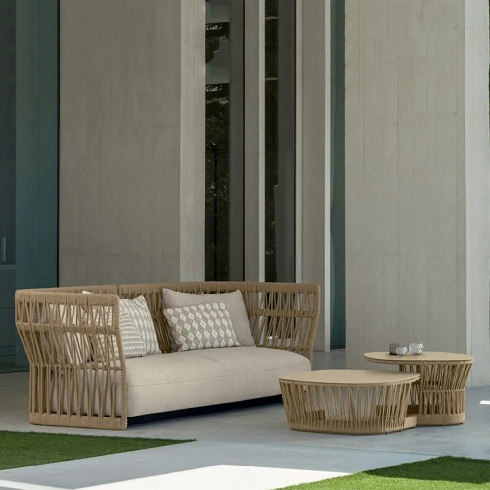 Outdoor rattan sofa Outdoor balcony Homestay Open-air courtyard Villa garden Leisure single rattan chair