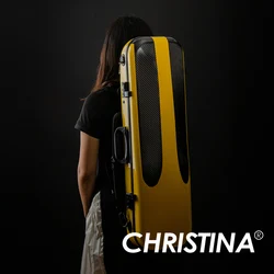 CHRISTINA 100% Carbon Fiber High Quality Violin Case Yellow 4/4 Size Pressure Wear Resistance with Sheet Music Bag Code Lock